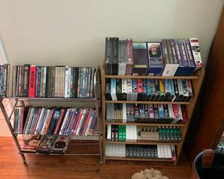 Dozens of great CDs, DVDs and VHS movies