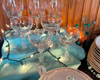 Vintage crystal wine and champagne glasses