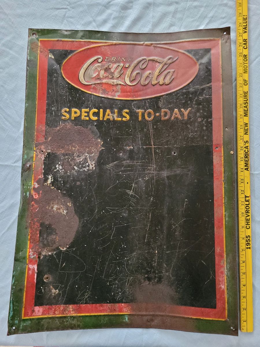 Original 1930s Coca Cola menu board sign