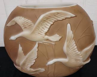 Consolidated Glass Co pillow vase with geese
