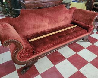 antique red velvet sofa very nice condition