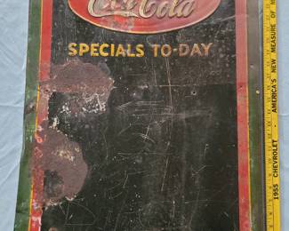 Original 1930s Coca Cola menu board sign