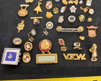 old pins military fraternal etc