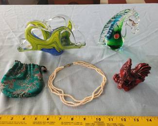 2 pc art glass murano and more