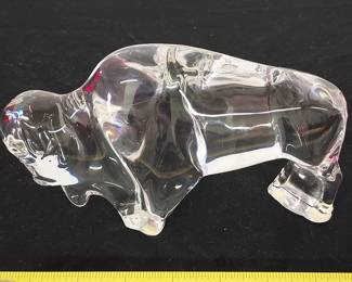 Baccarat art glass buffalo bison