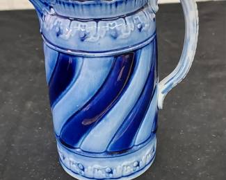 cobalt blue swirl antique pitcher