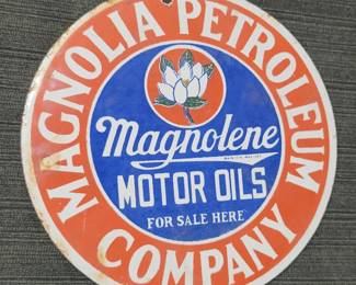 Porcelain gas pump sign, Magnolia Petroleum