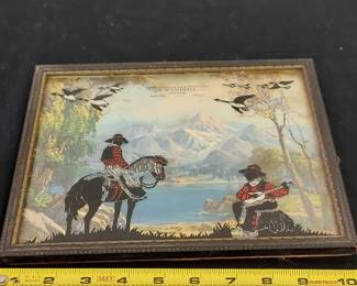 old silhouette picture with Texas advertising