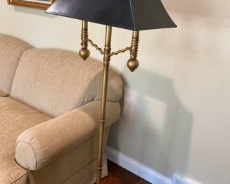 Gold Base with Black Shade Floor Lamp 18" W x 12" D shade x 57" H $185