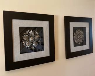 Pair of Metal Floral Framed Artwork $120
