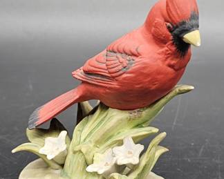 Cardinal on Branch Bird Figurine, Marked