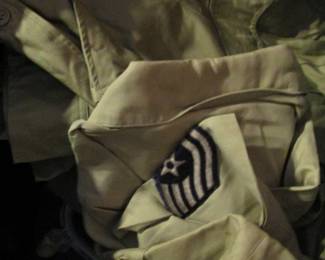 WWII US Army Air Corp uniform shirts and trousers for Tech Sgt in excellent condition inside original  named foot locker.