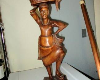 Mahogany carved market vendor--Caribbean big tall