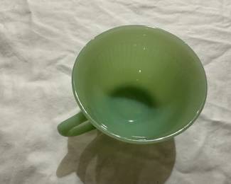 Rare Ribbed FireKing coffee cup in Jade
