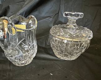 Crystal Creamer and Sugar bowl with Lid