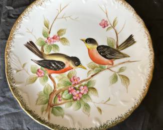 Hand-painted plate with gold trim