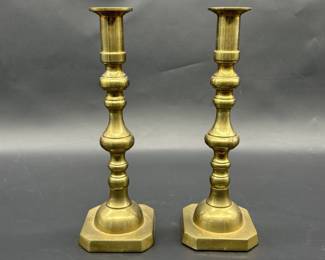 Pair of Mid Century 10in Brass Candlesticks
