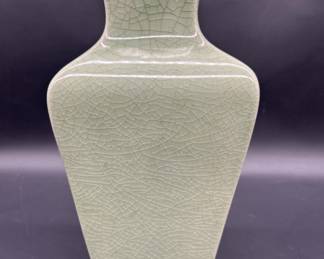 Green Korean Celadon Crackle Finish 12in Vase