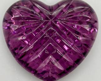 Cut Crystal Lavender Purple Heart Paperweight