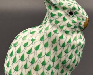 Herend Hungary Sitting Rabbit Figurine in Green