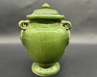 Vintage Green Ceramic Ginger Jar