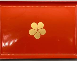 (33) Japanese Red Lacquer Ware Trays