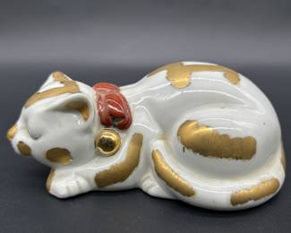 Japanese Porcelain Happy Cat Figurine