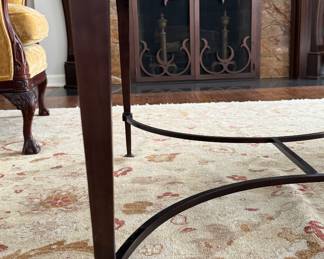 Agnes Stoltz Interiors Sourced Faux Marble Cocktail Table. Surface is Hand-Painted Glass on Wrought Iron Frame. Measures 39" x 32" x 22" H. Photo 4 of 4.