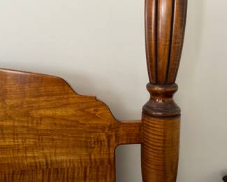 Antique Tiger Maple Queen Size Four Poster Bed. Photo 2 of 4.