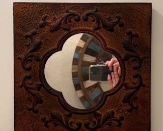 Clover Leaf Tile Mirror. Measures 12" x 12".