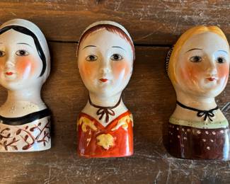 Vintage Lady Head Folk Art Wall Mounted Vase - 3 Available.