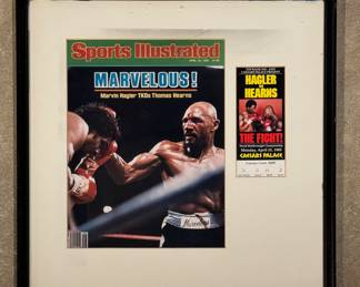 Hagler Vs. Hearns: The Fight! Framed Sports Illustrated Cover & Ticket Stub.
