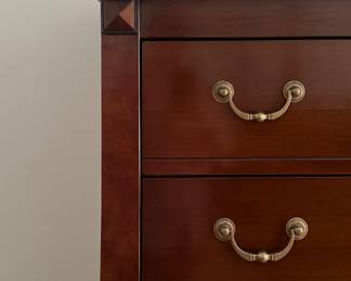 Lort Manufacturing Cherry 12-Drawer Double Chest of Drawers with Brass Pulls And Turned Wood Legs on Casters. Photo 2 of 3.