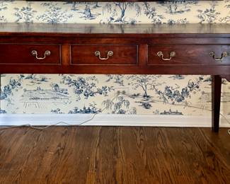 Custom-Made English Reproduction Cherry Three-Drawer Server / Buffet / Console. Measures 72" x 18" D x 32.5" H. Photo 1 of 4.