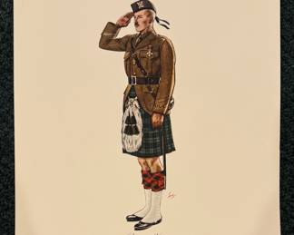 Set of 12 Dewar's White Label Scotch Lithographs: Regimental Series of Scotch Officers. Photo 1 of 12.