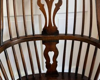 Set of 10 Antique Reproduction Oak Windsor Chairs. Set Includes 2 Arm, 4 Splat Back and 4 Stick Back Chairs. Photo 2 of 8.