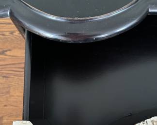 Lort Manufacturing Silver Leaf & Ebonized Wood Serpentine Front Chest of Drawers. Measures 42" W x 20.5" D x 35" H. Photo 4 of 5.