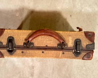 Vintage Raffia and Leather Briefcase. Photo 2 of 3.