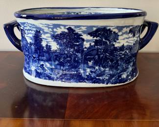 Blue & White Chinoiserie Cachepot.