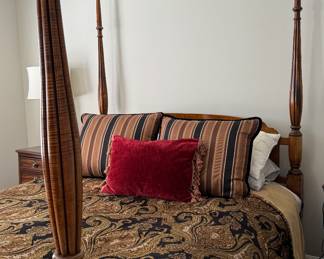 Antique Tiger Maple Queen Size Four Poster Bed. Photo 1 of 4.