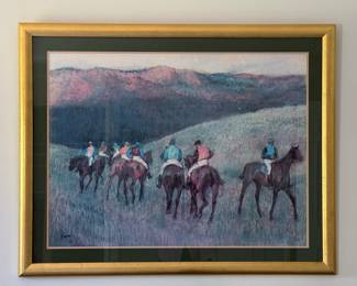 Framed Degas Poster of Race Horses. Photo 1 of 2.