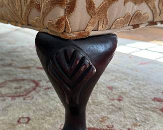 Velvet Damask Upholstered Chippendale-Style Down-Filled Sofa. Measures 76" W x 34" D. Photo 4 of 4.