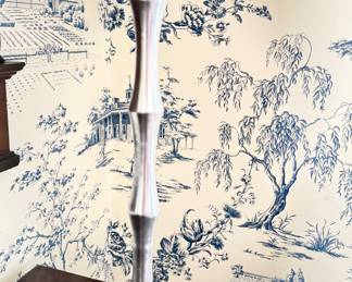 Pair of Metal Faux Bamboo Table Lamps with Silk Shades. Each Measures 30" H. Photo 2 of 2.