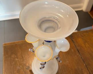 Antique Opaline Candelabra Style Vase with Serpent Detail. Photo 4 of 4.