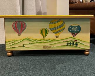 Vintage Toy Chest with Hot Air Balloon Theme.