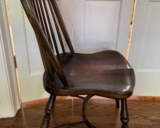 Set of 10 Antique Reproduction Oak Windsor Chairs. Set Includes 2 Arm, 4 Splat Back and 4 Stick Back Chairs. Photo 8 of 8.