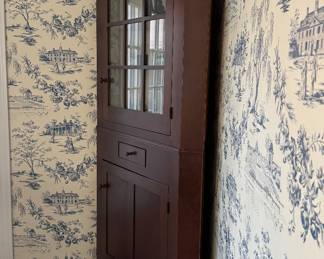 18th Century Cherry Ohio Corner Cupboard. Linen White Interior. Measures 44" W x 80" H. Photo 2 of 2.