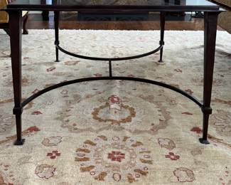 Agnes Stoltz Interiors Sourced Faux Marble Cocktail Table. Surface is Hand-Painted Glass on Wrought Iron Frame. Measures 39" x 32" x 22" H. Photo 3 of 4.