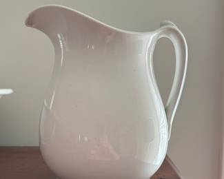 John Maddock & Sons Royal Vitreous England White Pitcher. Photo 1 of 2.