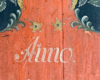 Late 18th / Early 19th Century Antique Hand-Painted Cupboard. Measures 46" W x x 19" D x 70" H. Photo 3 of 3.